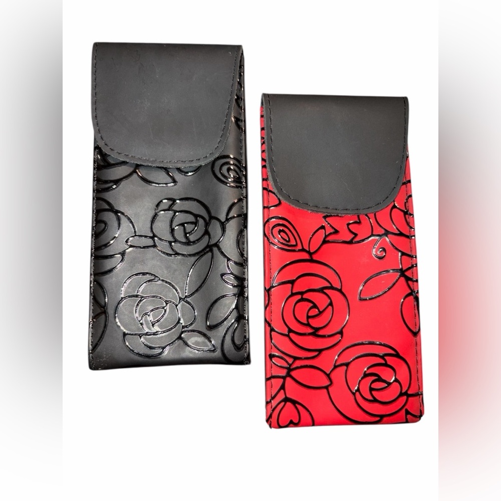 Stylish Black &  Red Floral Eye Glass Cases (2)